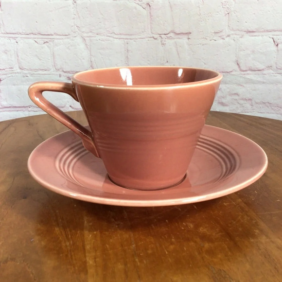 Vintage Homer Laughlin Harlequin Mauve Rose Fiesta Cup and Saucer Set - Picture 3 of 8